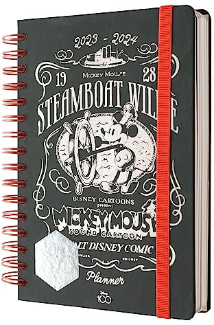 Grupo Erik Schulplaner 2023 2024 A5 Disney Mickey Mouse 100. Jubiläum Kalender 2024 Buchkalender - Terminkalender 2024 A5 - Schulplaner 2023 2024 Schüler und Studierende Disney Jubiläum