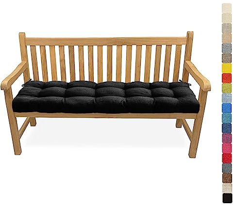 Lsjoaw Bankauflage Bankkissen 95X40X6CM Sitzauflage Sitzkissen Bank Bankpolster Sitzpolster Auflage für Gartenbank Sitzbank & Hollywoodschauke Outdoor/Indoor,Schwarz