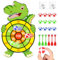 Dinosaurier Spielzeug Thema Dartboard für 3–9, 73 cm Dartscheibe für Kinder, mit 2 Klebehaken mit 12 Klebrigen Bällen 6 Darts für Jungs und Mädchen ab 3 Jahren, wurfspiel Kinder Outdoor und Indoor