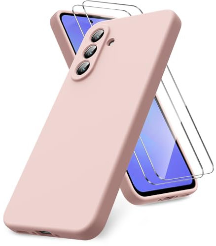 Vansdon Cover Compatibile con Samsung Galaxy A36 5G, 2 Pellicola Protettiva in Vetro Temperato, Gomma Gel di Silicone Liquida Antiurto Custodia - Rosa