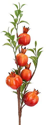 ALUFAB 4 piante artificiali di melograno arancione da 60 cm, frutti finti rami di bacche stelo, fiori autunnali, decorazioni per soggiorno, dormitorio, decorazione natalizia per casa colonica, vaso da
