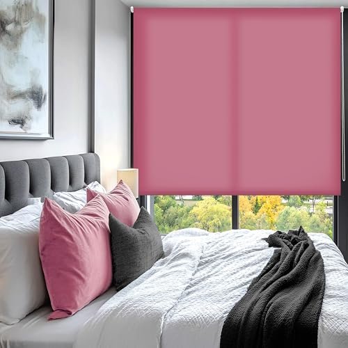 ECOMMERC3 Smooth Translucent Roller Blind, 140 x 250 cm, Fabric Size 137 x 245 cm, Easy Installation on Wall or Ceiling - Fuchsia Curtain