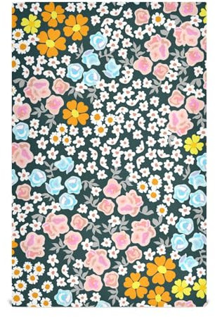 Yuiboo Torchons de cuisine pour sécher la vaisselle, torchons de cuisine, essuie-mains, roses en fleurs, gants de toilette vintage bleu foncé, imprimé coloré, 71,1 x 45,7 cm