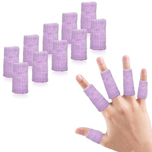 EDNYZAKRN Finger Compression Sleeves Support, Finger Sleeve Protectors Cots Thumb Brace for Basketball Sport (Light Purple)