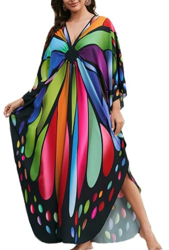 Snyemio Robe Caftan Femme Grande Taille Maxi Longue Kaftan Bohème Floral Boho Plage