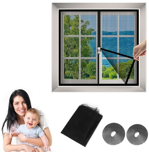 50 x 100 cm (larghezza x altezza), zanzariera per finestre, fai da te, adatta per finestre di grandi dimensioni con protezione dagli insetti e zanzare