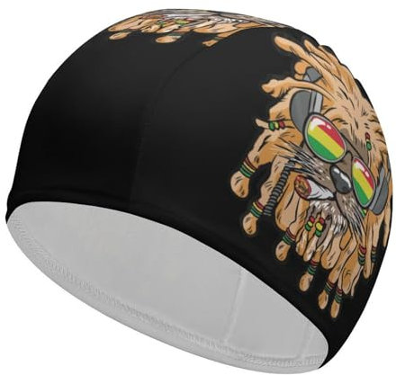Rasta Lion2 - Gorro de Piscina de Natación Unisex Impermeable para Pelo Largo y Corto