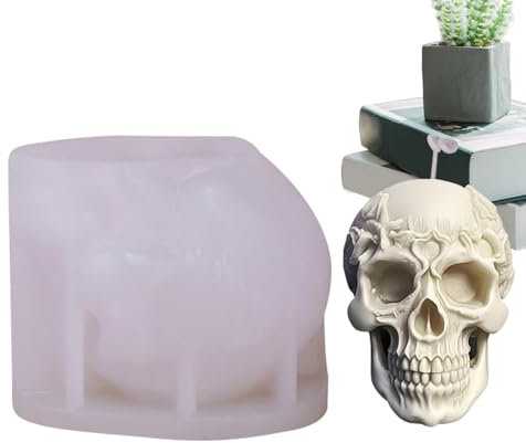 Totenkopf-Kerzenform, -Rosen-Schädel-Silikonformen für Kerzen, Halloween-Kerzenformen zur Herstellung, Epoxid-Silikonharz-Gussform für Harz, Gips, Ornamente, Duftkerzen
