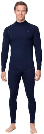 DANISH ENDURANCE Merino Thermo-Unterwäsche Set für Extreme Kälte, Winter & Ski Unterwäsche, für Herren, Dunkles Marineblau, L