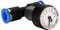 Pneumatik Manometer mit 6mm Steckanschluss - bis 10 bar - Druckluft Steckverbinder - Pneumatikverbinder - PUSH IN