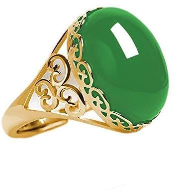 QTYQWC Modischer Damenring mit natürlichem Achat und Onyx, verstellbar, Smaragd, Vintage-Einlage, Damenring, Hochzeits- und Verlobungsschmuck, 925er Sterlingsilber, Bergkristall, Edelsteinring,