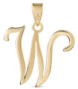 Amberta 9 Karat Gold Italienische Charms Anhänger für Damen und Herren | Buchstaben für Ketten | Alphabet Charm: Letter W