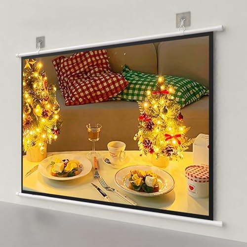 Beamer Leinwand 30in 40in 50in 60in 72in Projektionsleinwand, 16:9/4:3 4K HD Faltbarer Projektionsschirm Manuelle Aufrollbare Projektion, Tragbarer -Bildschirm für Zuhause, Schule, Treffen(16:9,30in)