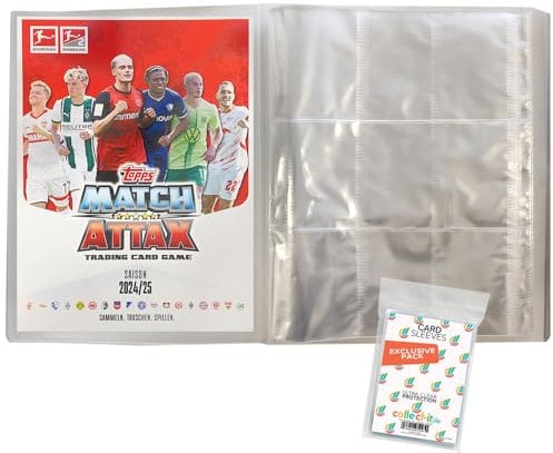 Bundle mit Topps Match Attax Bundesliga - 2024/2025-1 Leere Sammelmappe + Exklusive Collect-it Hüllen