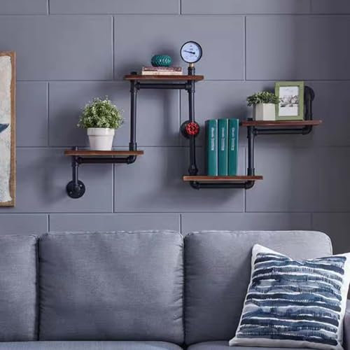Estantes de almacenamiento decorativos de 4 niveles, estante organizador flotante de madera para estante de escalera montado en la pared, estantería abierta, soporte para macetas para plantas