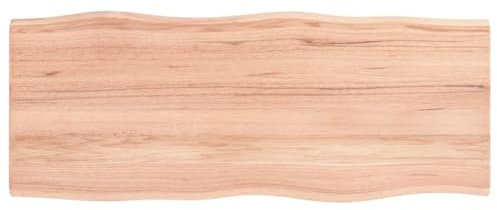 Generisch Tischplatte 100x40x2 cm Massivholz Eiche Behandelt Baumkante, Arbeitsplatte, Waschtischplatte Holz, Massivholzplatte, FüR Beistelltische, Esstische, Couchtische Etc
