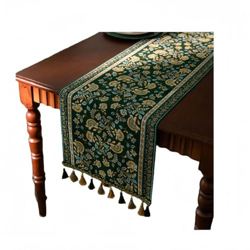 Tischläufer Couchtisch-Tischdecke, Grünes Blatt-Tischtuch, Jacquard, Essflagge, Bettflagge, Tischdecke, 35X180cm