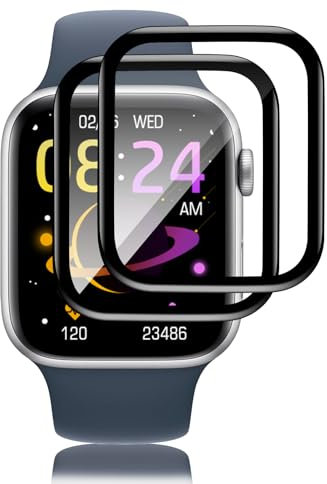 Carantee 2 Stück für Panzerglas für Apple Watch 4/5/6/SE 44mm Schutzglas Schutzfolie, 0.33mm Kratzfest Fingerabdruck-ID Panzer Schutz Glas für 44mm Folie, 3D Hohe Definition Watch 44mm Displayschutz