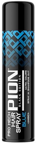 Pion Black Edition Pro Mech Blue Temporary Hair Color Spray 150 ml - Ultra Colors, Spray Colorant Semi-Permanent Bleu, Shampoing Vaporisateur, Unisexe, Pour Usage Domestique et Quotidien