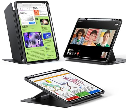 ESR Hülle für iPad Air 13 Zoll (2025/2024), Vertikale Stand Hülle, Mehrere Standwinkel, Ultrastabile Hülle mit Stifthalter, Flip Serie, Schwarz