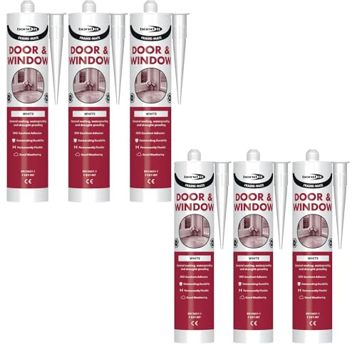 Bond It FRAME-MATE Acrylic Door & Window Sealant – 6x White, 285ml EU3 Cartridge | Flexible & Water-Resistant Joint Filler – Over-Paintable Sealant | Ideal for Wood – Brick – & Concrete