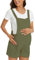 FEOYA Salopette Premaman Corta Regolabile Tuta Estiva con Tasche e Bretelle Overalls Largi in Cotone per Donne Incinte Verde Scuro M