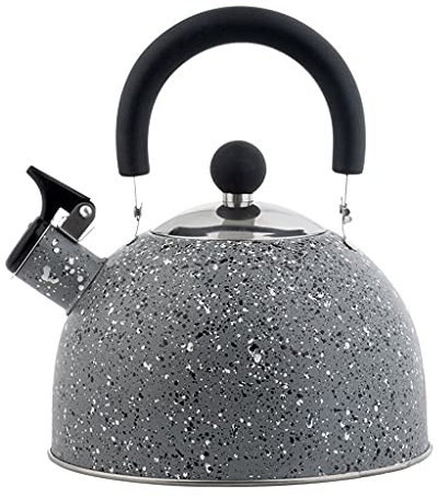 Kettle Marble Pattern Stainless Steel Induction Cooker Gas Stove Whistling Kettle Daily Necessities Hot and Cold Water (Color : Light Grey, Size : 2.5L) (Light Grey 2.5L) Octopus feet