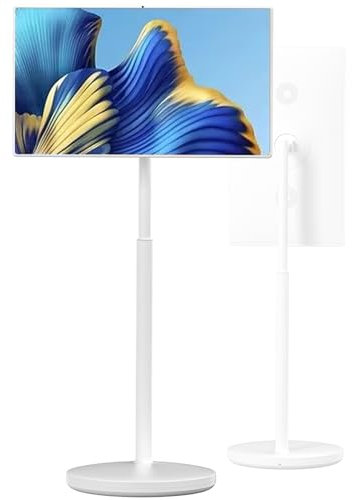 SHENGSHIYU Large Portable TV 32 inches, 4K TV Portable Smart Screen TV on Wheels for Video Calls, Workout Sessions, Interactive learning, Mobile TV for Home, Office, School, Outdoor Use,8+128G