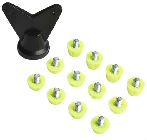12 tacchetti da calcio da uomo, 7 mm, 10 mm, chiodi di ricambio per scarpe da calcio, in plastica antiscivolo, con chiave, verde e rosso, facili da installare (verde, 7 mm + 10 mm)