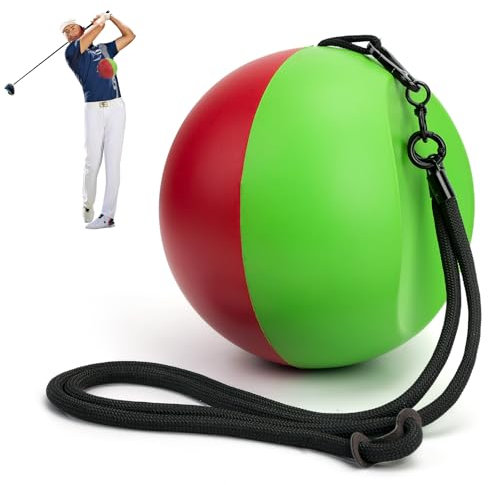 GoldOars Golf Training Balls with Lanyard, Golf Smart Ball Swing Trainer Aid for Posture Correction, Swing Posture Corrector for Golfers All Levels (Red/Green)