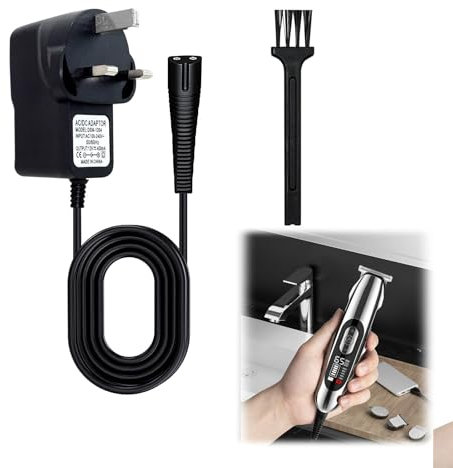 12V Charger for Braun Shavers Charger Cable Series and Trimmers – Compatible with Series 5544, 5409, 7220, 5377 Models – Includes LED Indicator and Cleaning Brush