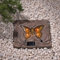 hellum Solar LED Stein mit Schmetterling für außen, Solar Steine mit Resin Schmetterling mit 4 gelben LED, 24 x 24 cm, Gartendeko outdoor, Gartenleuchte 153019