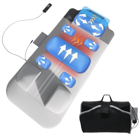 Ganzkörper-Massagematte, 120 * 60cm Rückenmassagegerät mit Airbag-Dehnung und Heizung, 3 Modi, 3 Intensitäten, PU-Leder, Tragbares und Faltbares Design, zur Dehnung der Muskulatur und Entspannung