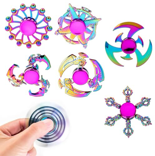 6 EIN Fidget Spinner, Toy Pack Spielzeug Set, Gyro Stress Relief Spirale Twister Anti Angst Geschenke Kinder, Passend Kinder und Erwachsene