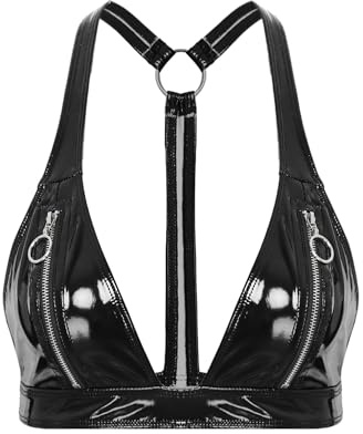 Riismen Wetlook Bra Damen Push Up BH Durchsichtig Dreieck BH mit Reißverschluss Cut Out Bra Top Frauen Unterwäsche Reizwäsche