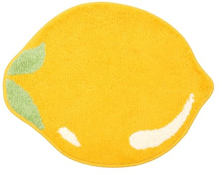 Ujjdwiurgh Lemon Bath Mat Cute Non-Slip Fruit Rug Kitchen Mat Yellow Lemon Bathroom Decor Fun Kids Rug, Machine Washable Easy to Use