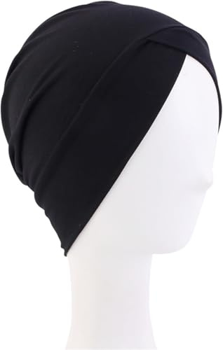 Turbante, gorro de baño negro para mujer, gorro de baño retro para mujer, gorro de natación elástico, gorro de pelo para la noche, gorro de natación suave, gorro de dormir de moda, gorros de baño