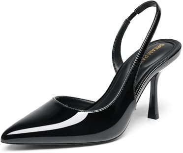 DREAM PAIRS Escarpins Femme Slingback Talon,Size 39,Noir-Pat