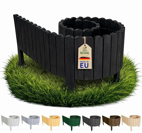 Floranica Beetabgrenzung Palisade 200 x 40 cm Schwarz – Sichtkante | Trennt Sitzplatz, Vorgarten und Wirtschaftsecke ab. Vormontiert, 5 Erdspieße, ohne Fundament – Kontrast am Kies