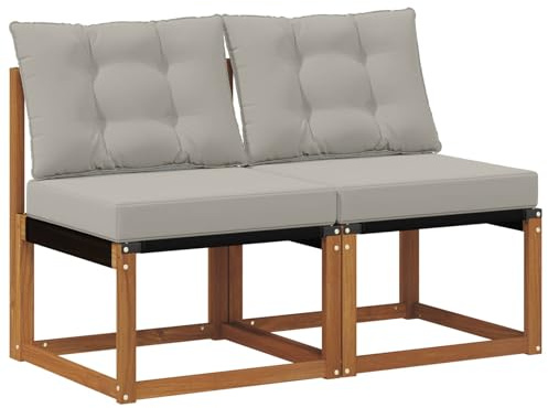 vidaXL 2 Stück Outdoor Mittelsofa, Balkonmöbel, moderner Stil, langlebiges Design, wetterfeste Akazie, multifunktional für den Garten