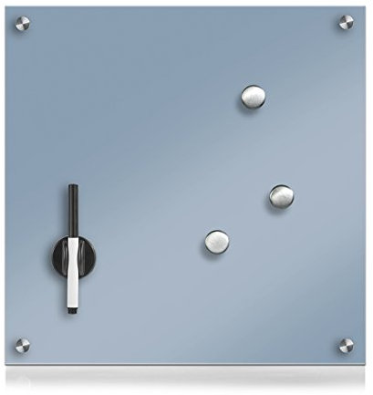 Zeller 11651 Tableau mémo en Verre, Motif Bois, Métal, Bleu Clair, 40 x 40 cm