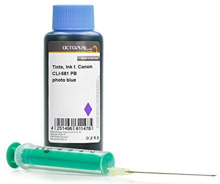 100 ml Druckertinte Foto Blau kompatibel für Canon CLI-581 PB Druckerpatronen mit Zubehör (kein OEM) für Canon Pixma TS 8120, TS 8126, TS 8150, TS 8151, TS 8152, TS 9120, TS 9150, TS 9155