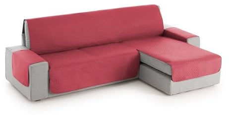 Textilhome Sofaüberwurf L Form Rechts Textilhome Sofa Überzug Adele, Universeller Sofabezug, Couch Überzug Gepolstert, Sofaschoner Schutzdecke, Haustierfreundlich, Farbe Rot, 240 cm