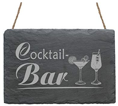 Wetterfeste Schiefertafel « COCKTAILBAR » mit Motiv COCKTAILS - Schild Türschild Dekoschild - Bar Club Pub Kneipe Restaurant
