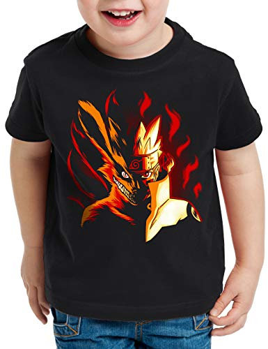 CottonCloud Fire Wolf T-Shirt für Kinder Uzumaki Ninja Anime, Größe:140
