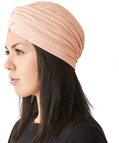 CHARM Krepp Twist Turban Unisex - Boho Kopftuch Arabische Sikh Kostüm Festival Hellrosa