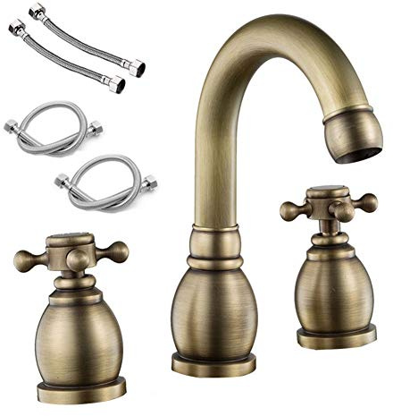 Miscelatore Rubinetto bagno 3 fori 2-Handle Rubinetto Bagno Lavabo, Rubinetto Bidet ottone antico, Rubinetto lavabo, Valvola in Ceramica, per Acqua Calda e Fredda Disponibile ( Color : Bronze )