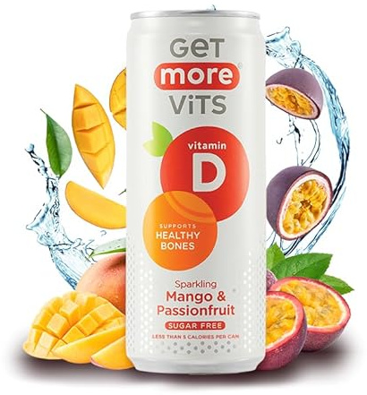 Get More Vits - Vitamin D Mango & Passionfruit Spring Water, 12 x 330ml