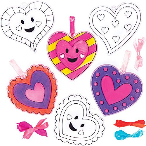 Baker Ross AT360 Heart Suncatcher Decorations - Pack of 10, Acrylic Festive Suncatchers for Creative Art and Craft Activities, to Make and Decorate…