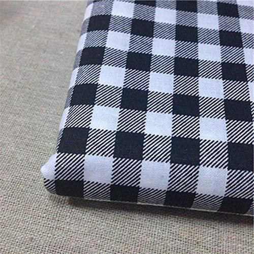 Egurs Klassisch Kariertes Muster Baumwollstoff Meterware,100cmm x 150cm Schwarz Weiß Plaid